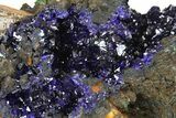 Sparkling Azurite Crystals with Malachite - Laos #170024-2